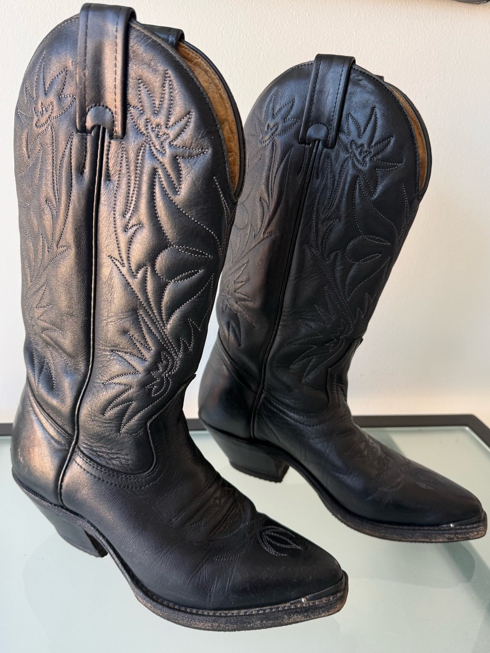 Boulet Cowboy boots - black genuine leather - Size 5.5 women